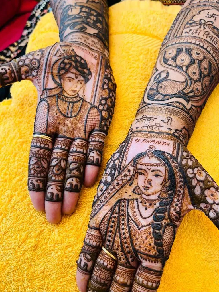 Back Hand Mehndi Design with Figures (2)