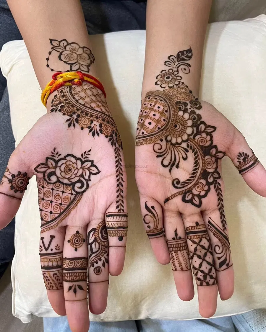 Front Hand Mehndi Design with Peacock