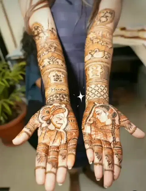 figure full hand mehndi design