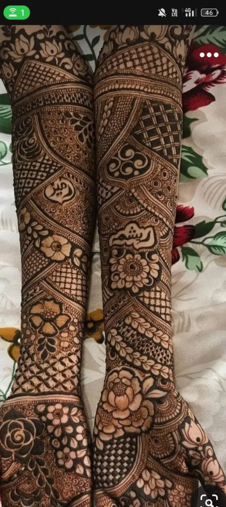 Back Hand Mehndi Design with Figures and Hearts
