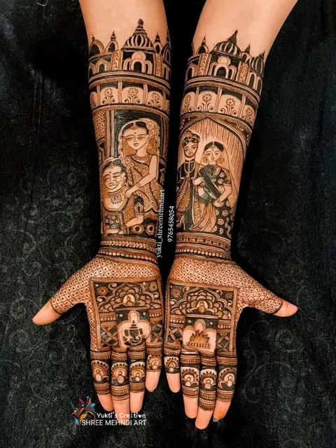 figure full hand mehndi design