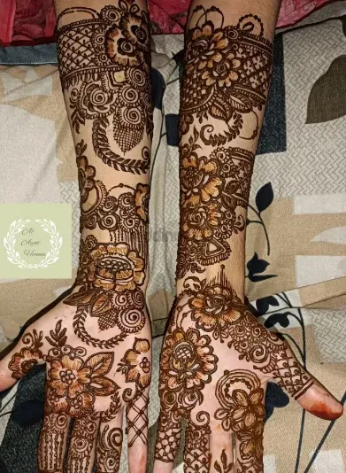 Back Hand Mehndi Design with Figures