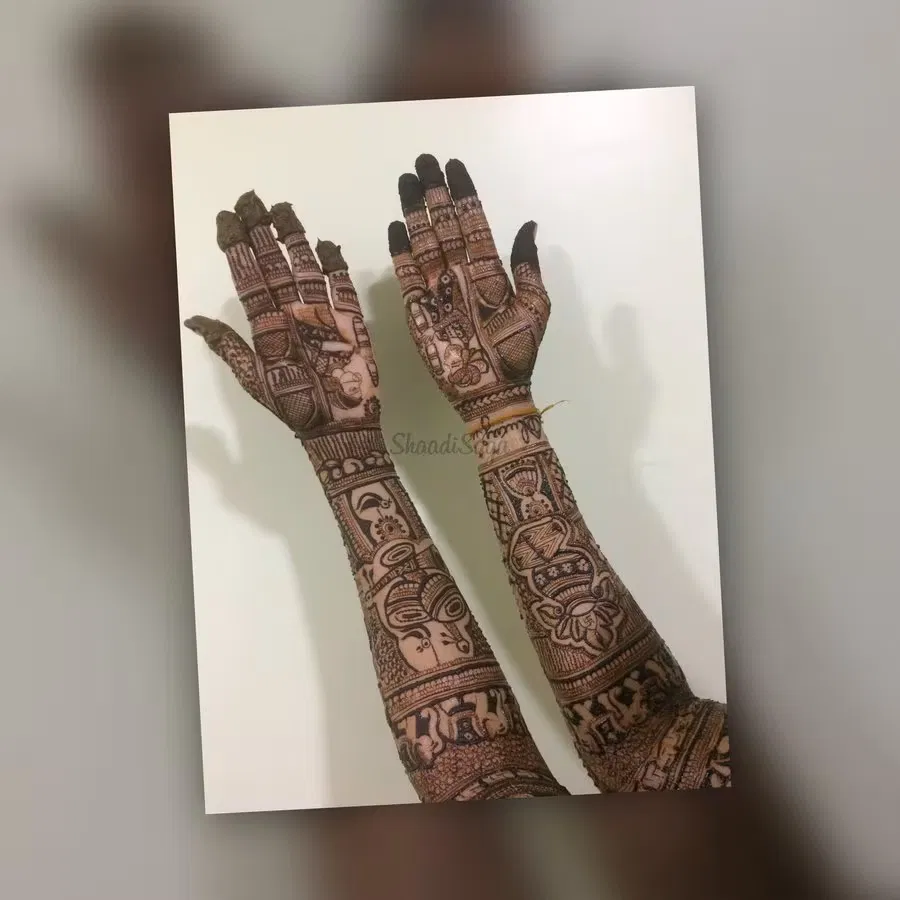 Front Hand Mehndi Design with Figures
