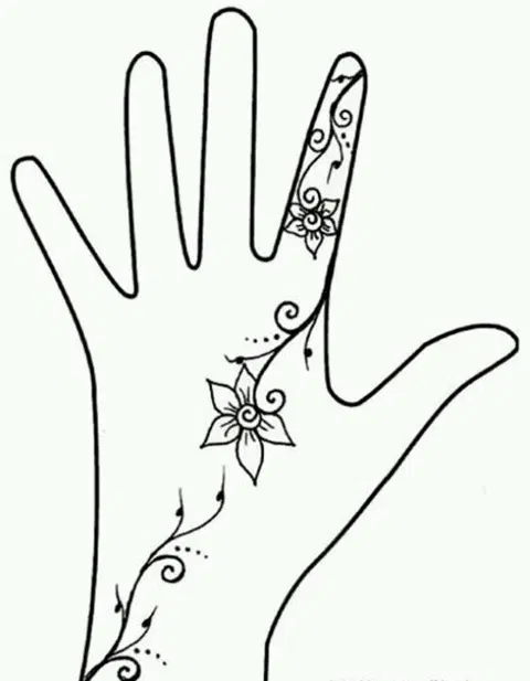 simple flower finger mehndi design