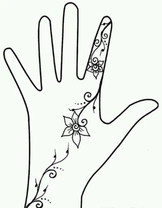 Simple Finger Mehndi Design with Flowers
