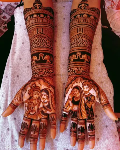 figure full hand mehndi design