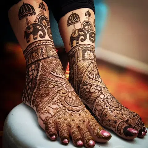 figure foot mehndi design