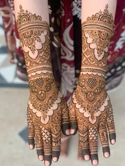 bridal pakistani arm mehndi design