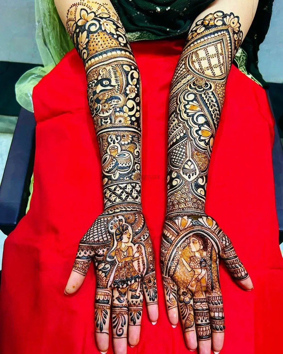 Full Hand Mehndi Design with Figures