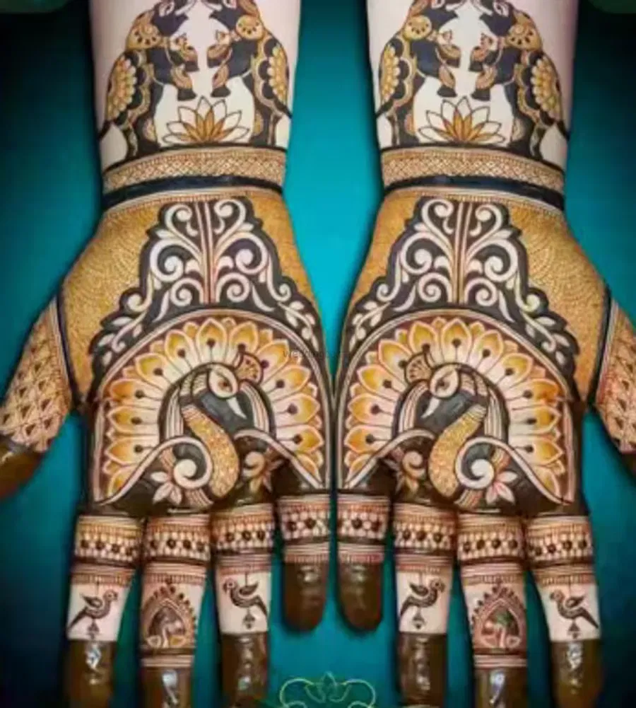Front Hand Mehndi Design with Peacock