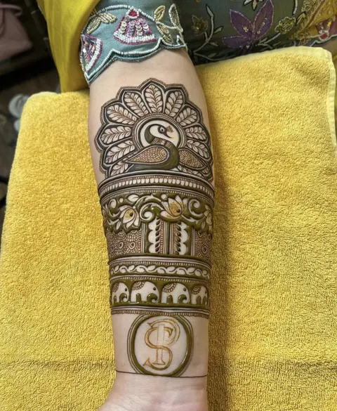 peacock full hand mehndi design