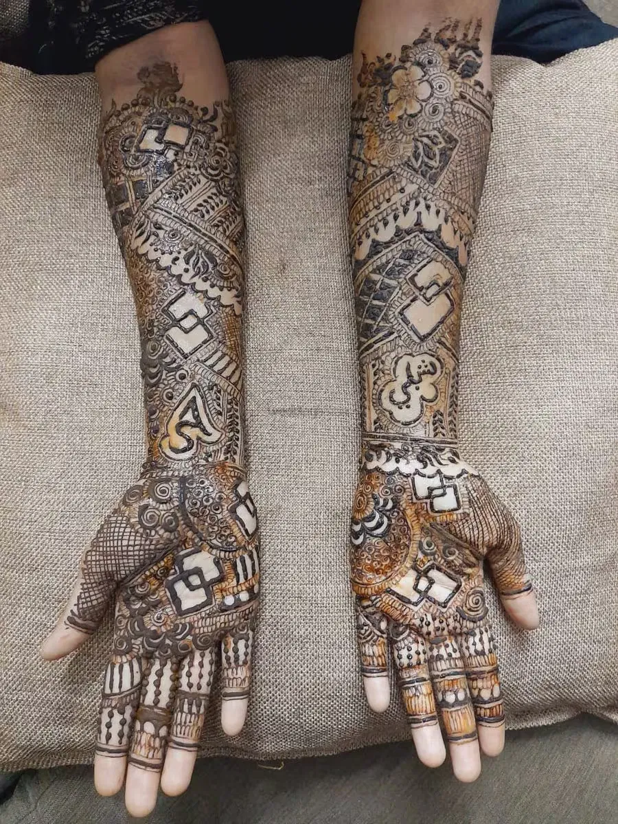 Front Hand Mehndi Design with Figures
