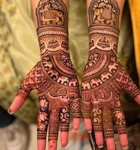Back Hand Mehndi Design with Figures