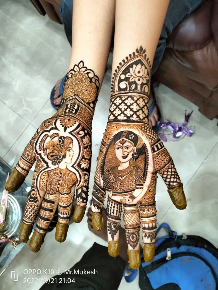 Front Hand Mehndi Design with Figures