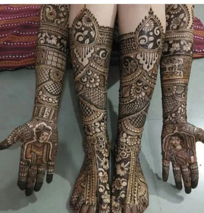 Front Hand Mehndi Design with Figures