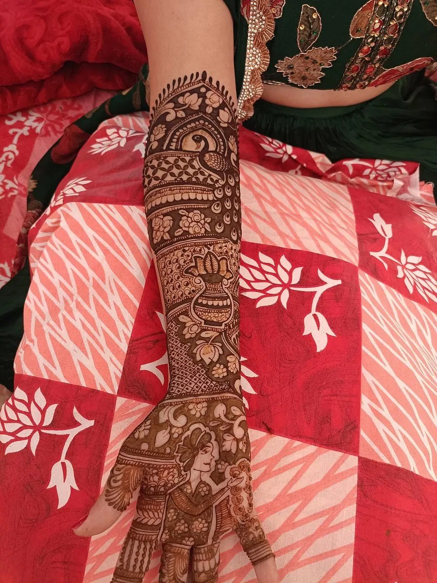 Back Hand Mehndi Design with Figures