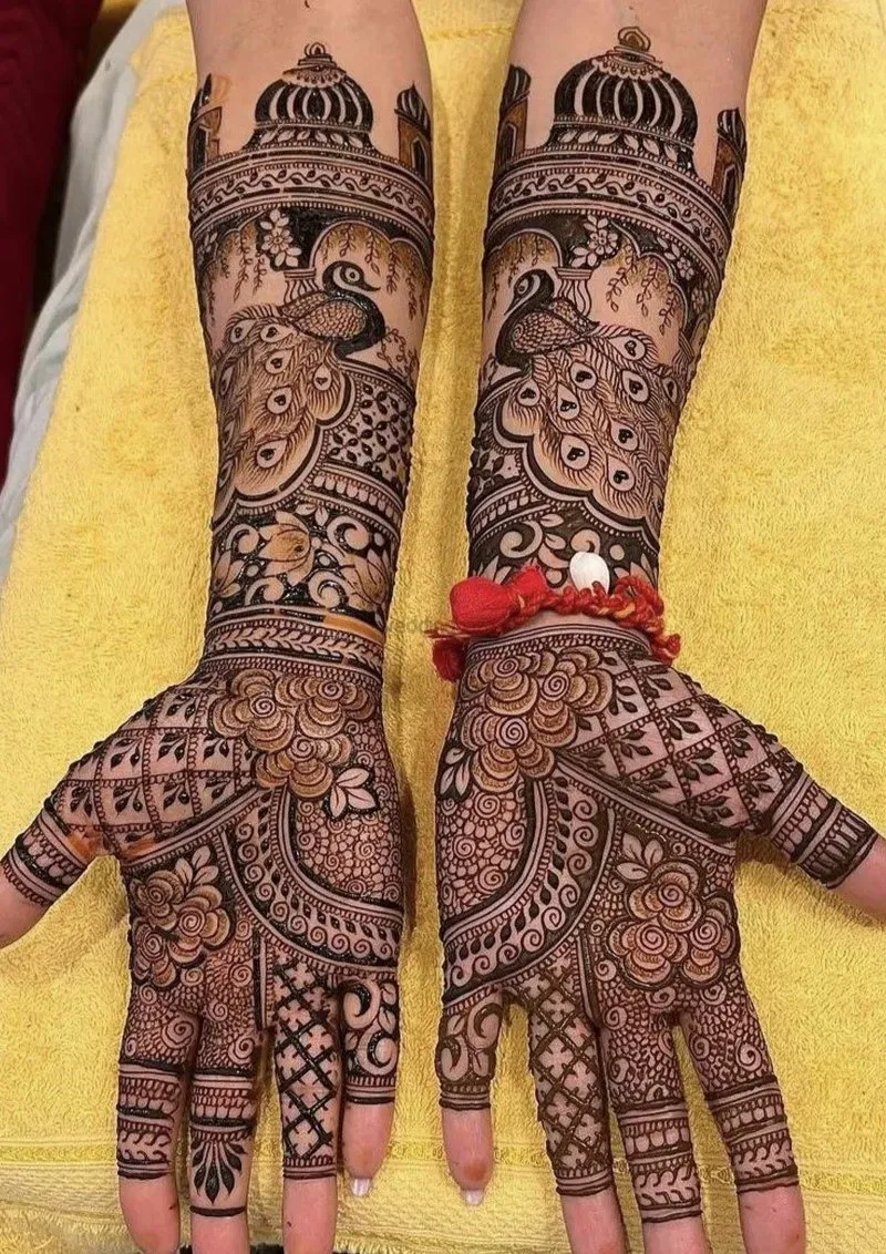 Full Hand Mehndi Design with Hearts