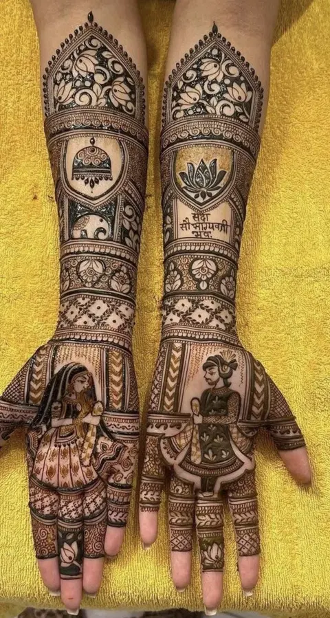 figure full hand mehndi design