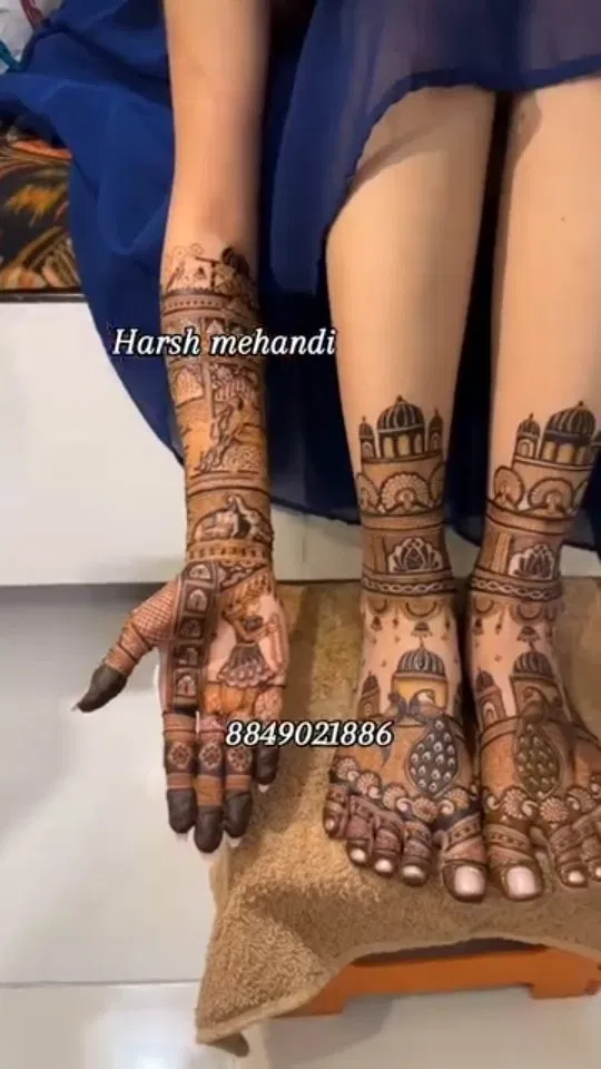 Aesthetic Bridal Mehndi Design with Figures (2)