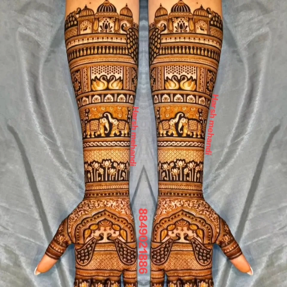 Bridal Full Hand Mehndi Design with Figures (53)