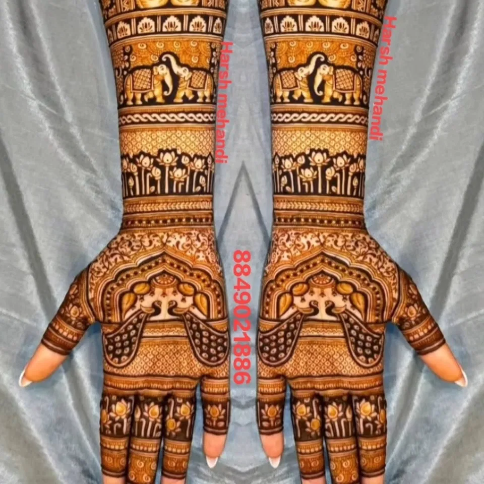 Bridal Full Hand Mehndi Design with Figures (54)