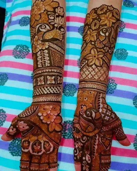 Back Hand Mehndi Design with Figures