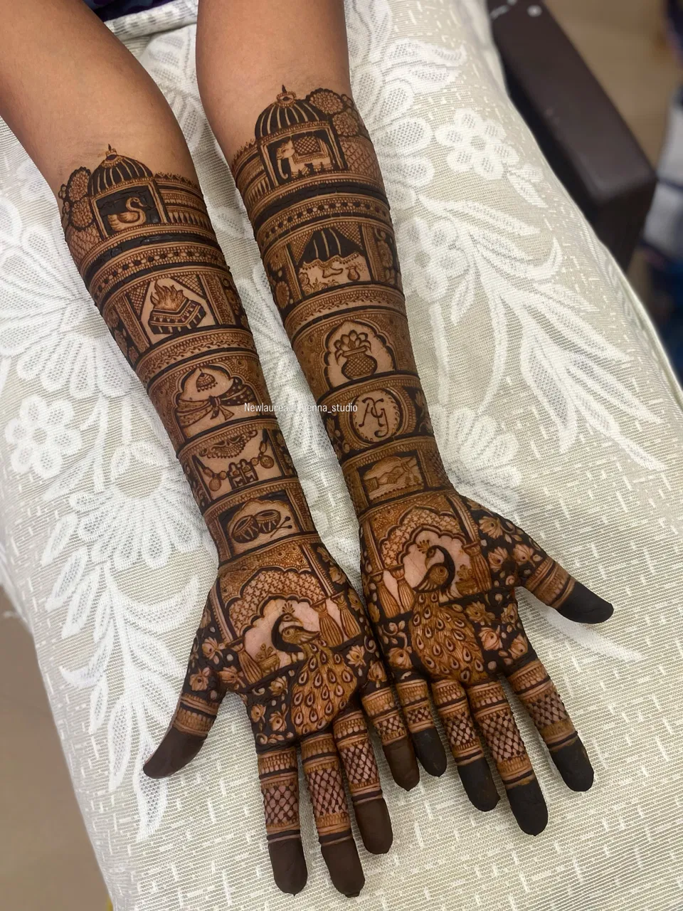 Front Hand Mehndi Design with Figures