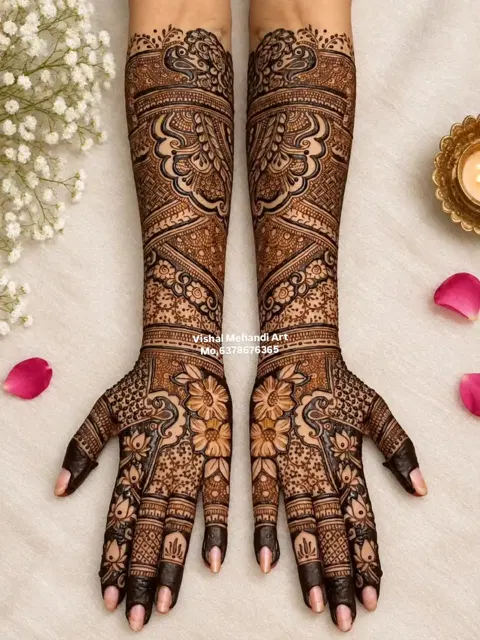 figure full hand mehndi design