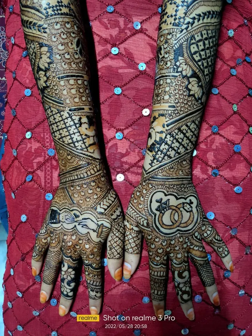 Back Hand Mehndi Design with Figures