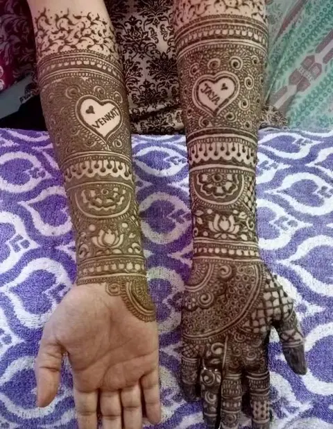 figure full hand mehndi design