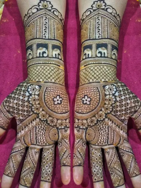 figure full hand mehndi design