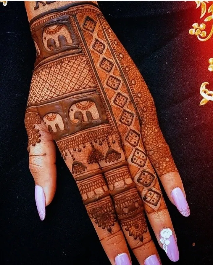 Back Hand Mehndi Design with Figures