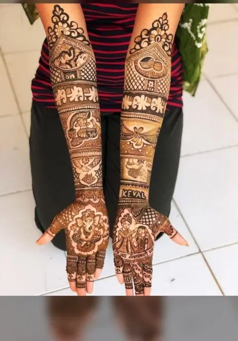 figure full hand mehndi design