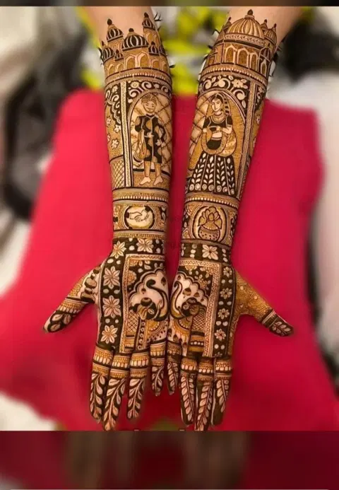 figure full hand mehndi design