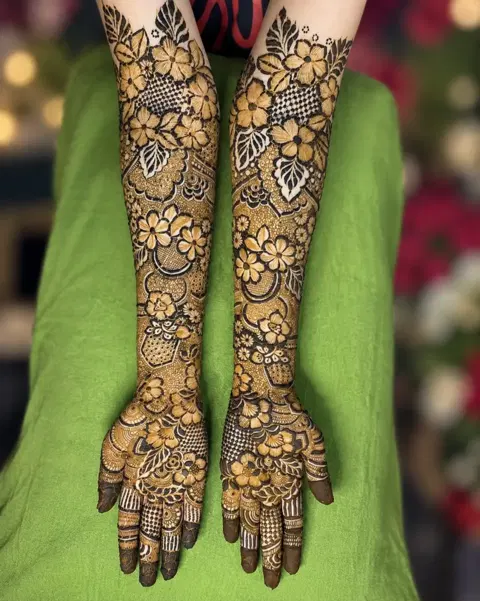 aesthetic full hand mehndi design