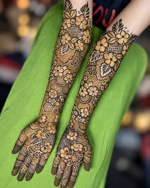 aesthetic full hand mehndi design