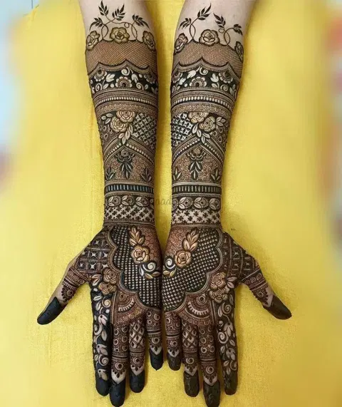 figure full hand mehndi design