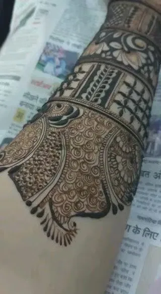 Front Hand Mehndi Design with Peacock