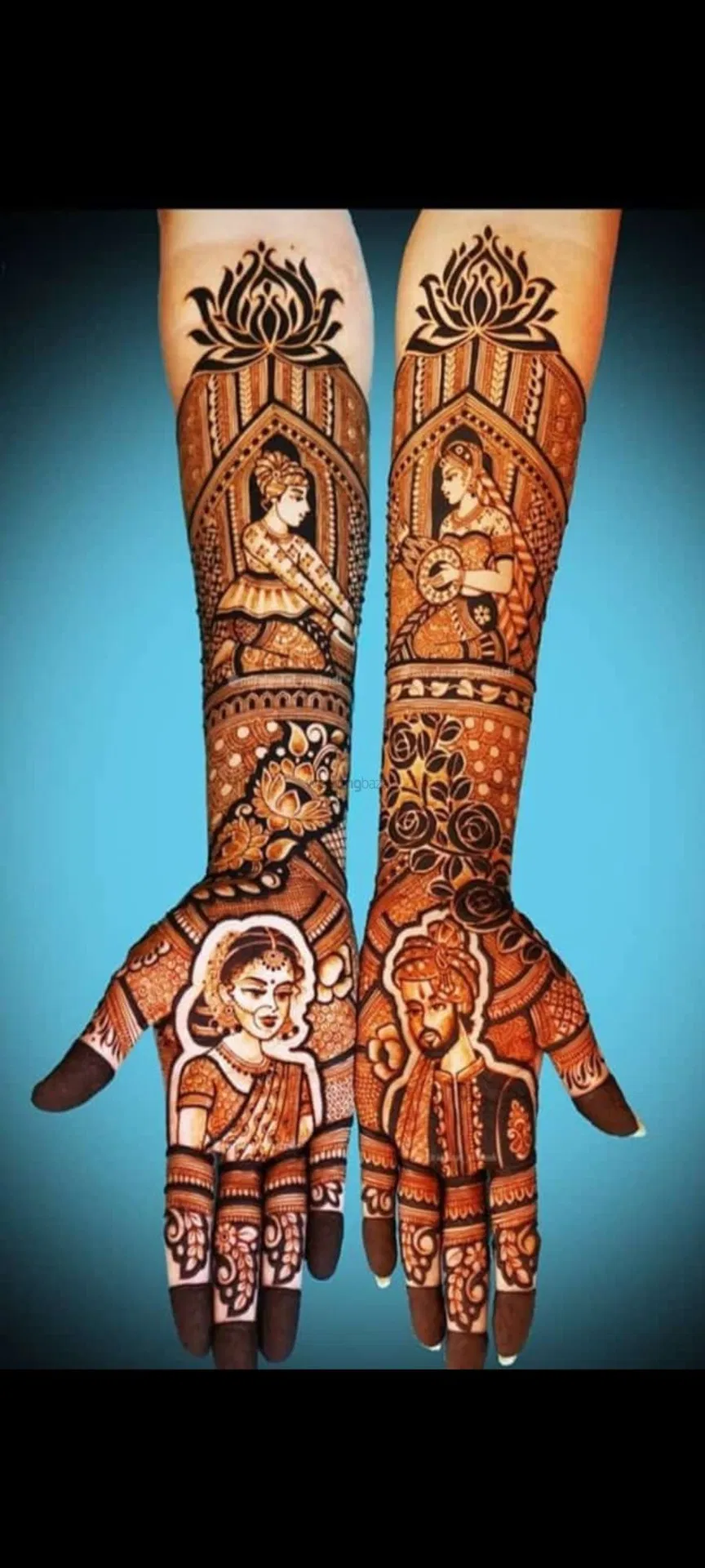 Front Hand Mehndi Design with Figures