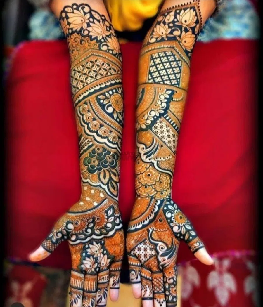 Back Hand Mehndi Design with Figures