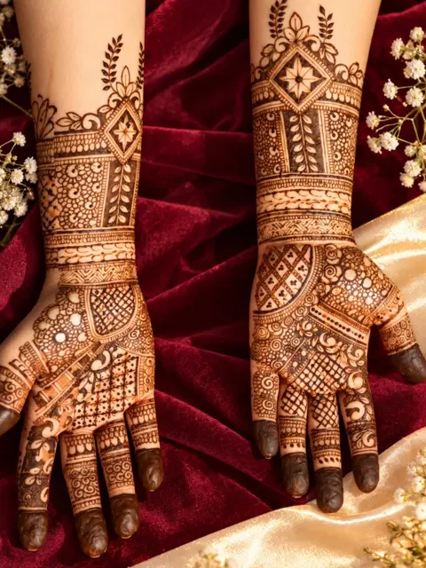 bridal front hand mehndi design