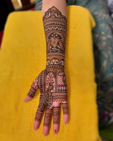 bridal front hand mehndi design
