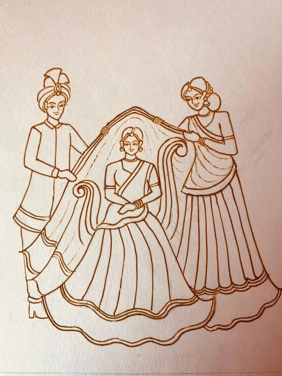 Bridal Indian Back Hand Mehndi Design with Figures and Peacock for Engagement