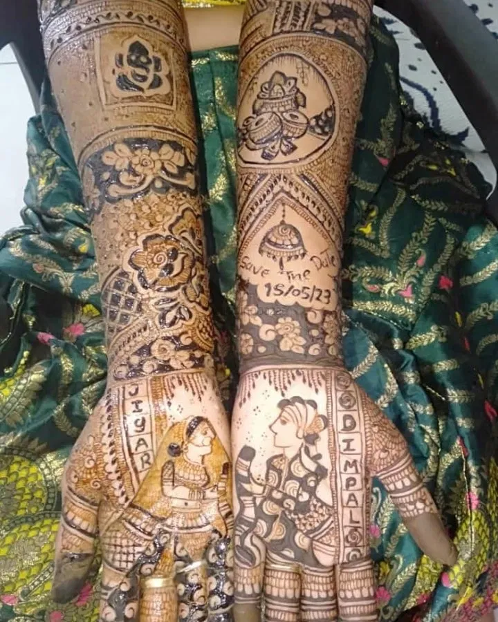 Full Hand Mehndi Design with Figures (21)