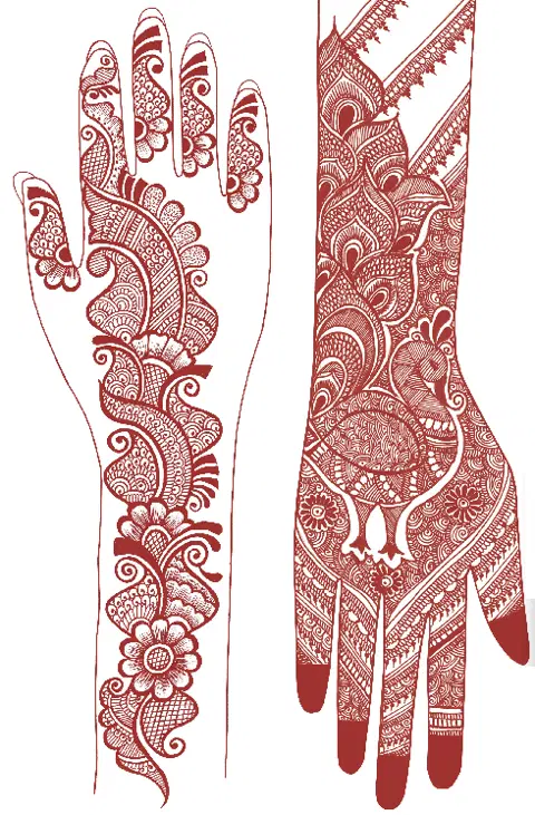 bridal simple heart back hand mehndi design