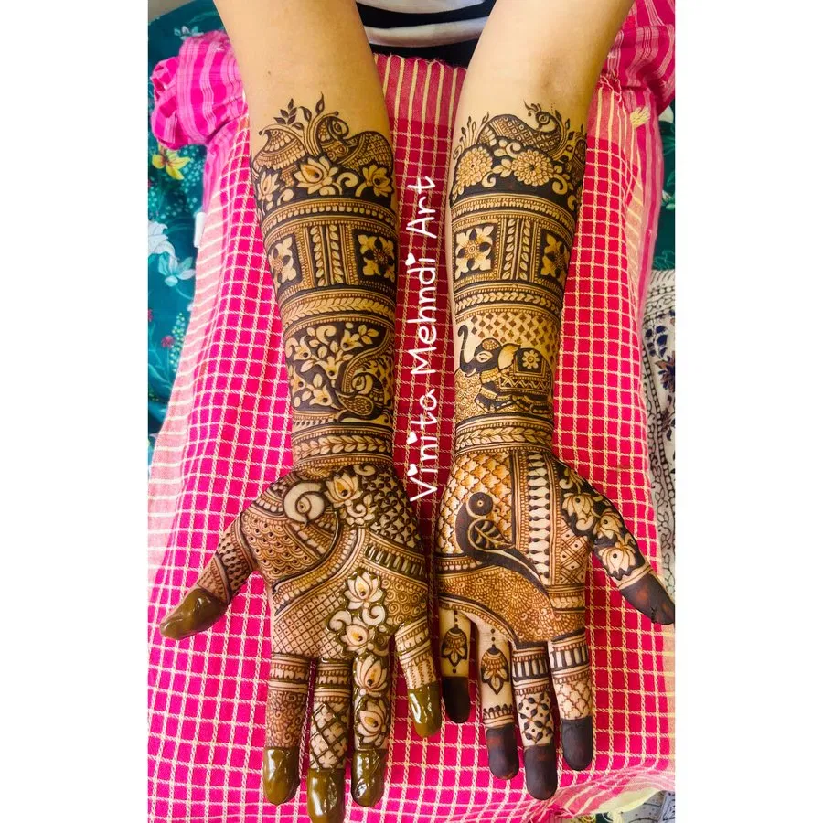 Full Hand Mehndi Design with Figures (2)
