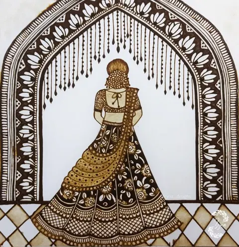 bridal deity back hand mehndi design