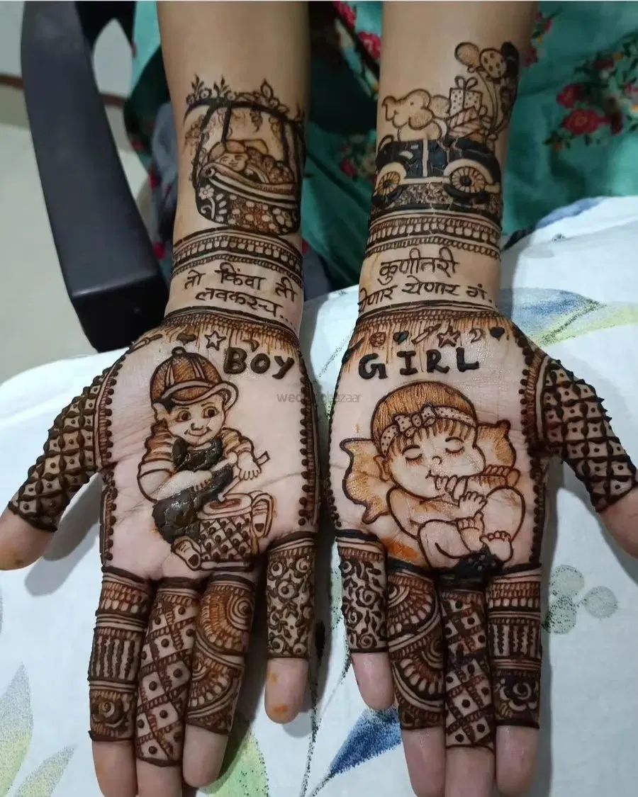 Front Hand Mehndi Design with Figures
