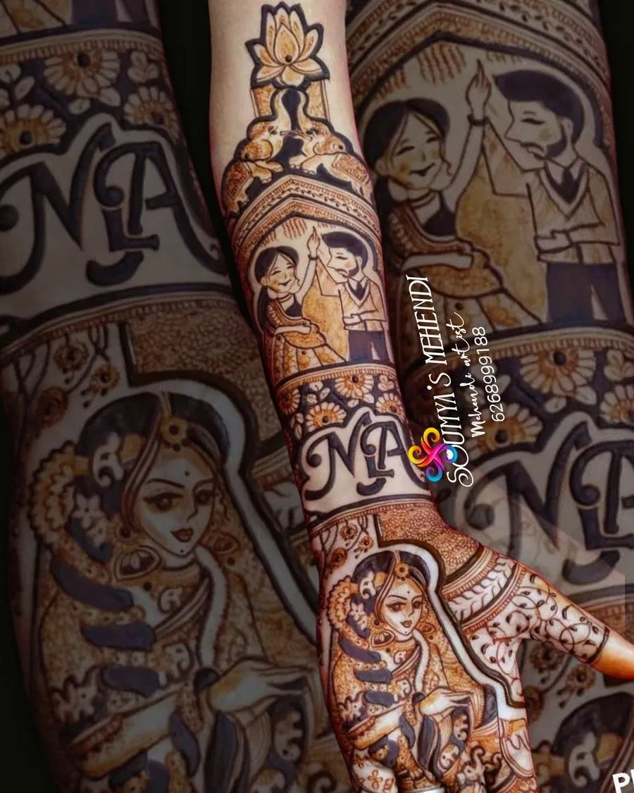 Full Hand Mehndi Design with Figures