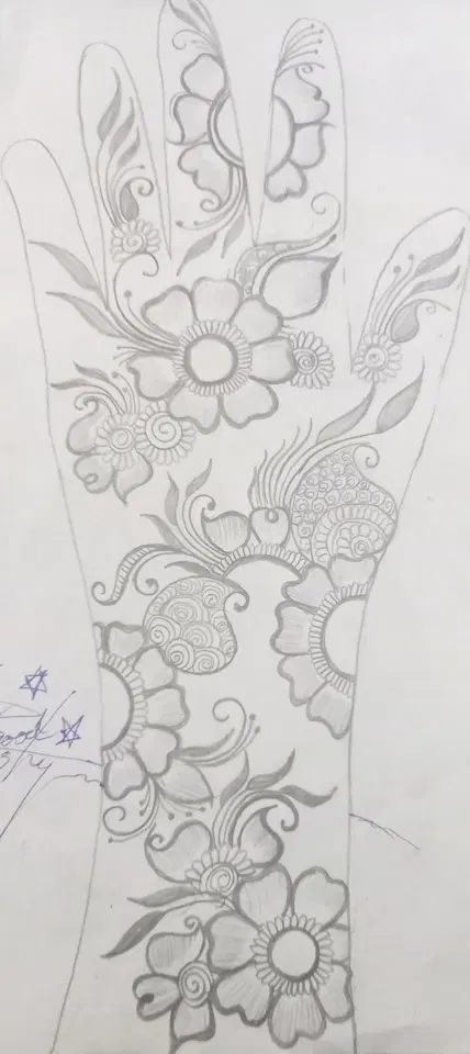 bridal flower full hand mehndi design